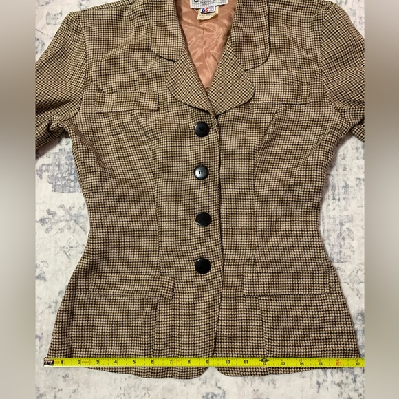 Vintage La Belle Women's Tan Houndstooth Blazer Jacket 3. J2 - Picture 10 of 14